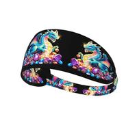 BROLEO Panlong in The Gemstone Pile Printing Sports Headband for Women Sweat Proof Bandeau Summer Elastic Band