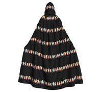BROLEO Parade of cartoon people Prints Halloween Adult Hooded Cloak for Costume Parties and Theme Events