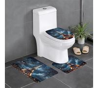 BROLEO Paris Tower printing Anti slip floor mat three piece set bathroom carpet anti slip durable