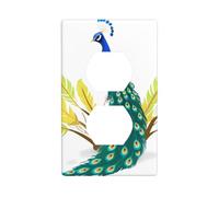 BROLEO Peacock on The Bush Printing Double Socket Wall Panel Decorative is Durable and Suitable for Socket Light Switch Accessories 4.5x2.76in
