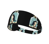 BROLEO Penguin and Fish in The Glass Bottle Printing Sports Headband for Women Sweat Proof Bandeau Summer Elastic Band