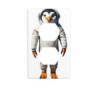 BROLEO Penguin Astronaut Printing Double Socket Wall Panel Decorative is Durable and Suitable for Socket Light Switch Accessories 4.5x2.76in