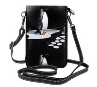 BROLEO Penguin footprints on the snow printing Ladies' mobile phone with leather foreskin, crossbody flip cover, small adjustable shoulder strap