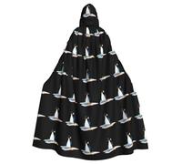 BROLEO Penguin Is Reading A Picture Book Printing Halloween Adult Hooded Cape Men'S And Women'S Clothing Mantle Role-Playing