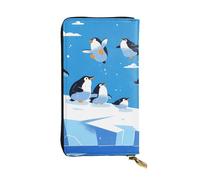 BROLEO Penguins on The Iceberg Picture Leather Long Clutch Wallet for Fashionable Girls and Women - Durable, Stylish, and Functional