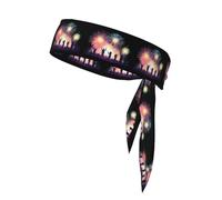 BROLEO People reveling under the fireworks printing Sports headscarf, sweat absorbing and breathable, motion headband, double-sided kerchief