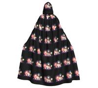 BROLEO People reveling under the fireworks Prints Halloween Adult Hooded Cloak for Costume Parties and Theme Events