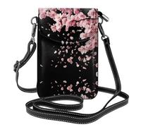 BROLEO Petals Flying All Over The Sky Printing Small Leather Women'S Crossbody Flip Phone Bag, Waterproof And Durable