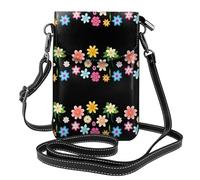 BROLEO Petals Of Various Flowers Printing Small Leather Women'S Crossbody Flip Phone Bag, Waterproof And Durable