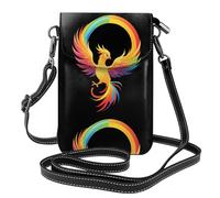 BROLEO Phoenix Under The Rainbow Printing Small Leather Women'S Crossbody Flip Phone Bag, Waterproof And Durable