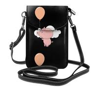 BROLEO Pig Holding Balloon On The Cloud Printing Small Leather Women'S Crossbody Flip Phone Bag, Waterproof And Durable