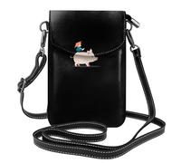 BROLEO Piglets Sending Tourists Printing Small Leather Women'S Crossbody Flip Phone Bag, Waterproof And Durable