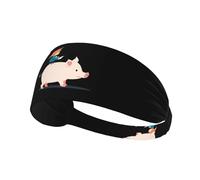 BROLEO Piglets Sending Tourists Printing Sports Headband for Women Sweat Proof Bandeau Summer Elastic Band