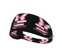 BROLEO Pink and White Butterfly on Pile of Books Printing Sports Headband for Women Sweat Proof Bandeau Summer Elastic Band