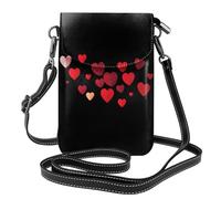 BROLEO Pink Dotted Love Heart Printing Small Leather Women'S Crossbody Flip Phone Bag, Waterproof And Durable