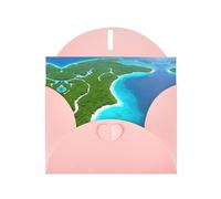 BROLEO Pink Greeting Card An island in the ocean Prints Perfect for Valentine's Day, Wedding Anniversary & Party Invitations