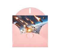 BROLEO Pink Greeting Card Asteroid Impact Picture for Christmas, Children's Birthday, Valentine's Day, and Party Invitation