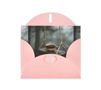 BROLEO Pink Greeting Card Coffee on the swing. Prints Perfect for Valentine's Day, Wedding Anniversary & Party Invitations