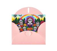 BROLEO Pink Greeting Card Day of The Dead Picture for Christmas, Children's Birthday, Valentine's Day, and Party Invitation