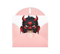 BROLEO Pink Greeting Card Devil Graffiti Prints Perfect for Valentine's Day, Wedding Anniversary & Party Invitations