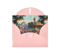 BROLEO Pink Greeting Card Dream playground Prints Perfect for Valentine's Day, Wedding Anniversary & Party Invitations