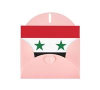 BROLEO Pink Greeting Card Flag of the Syrian Arab Republic Picture for Christmas, Children's Birthday, Valentine's Day, and Party Invitation