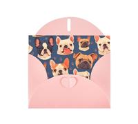 BROLEO Pink Greeting Card french bulldog Picture for Christmas, Children's Birthday, Valentine's Day, and Party Invitation