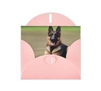 BROLEO Pink Greeting Card German Shepherd Dog Prints Perfect for Valentine's Day, Wedding Anniversary & Party Invitations
