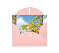 BROLEO Pink Greeting Card Ginkgo leaves under the blue sky Prints Perfect for Valentine's Day, Wedding Anniversary & Party Invitations