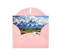 BROLEO Pink Greeting Card grand teton national park Picture for Christmas, Children's Birthday, Valentine's Day, and Party Invitation