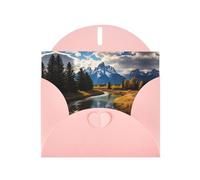 BROLEO Pink Greeting Card grand teton national park Prints Perfect for Valentine's Day, Wedding Anniversary & Party Invitations
