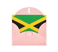 BROLEO Pink Greeting Card jamaica flag Prints Perfect for Valentine's Day, Wedding Anniversary & Party Invitations
