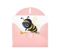 BROLEO Pink Greeting Card Little bee reading a book Prints Perfect for Valentine's Day, Wedding Anniversary & Party Invitations