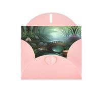 BROLEO Pink Greeting Card Little Bridge in the East Prints Perfect for Valentine's Day, Wedding Anniversary & Party Invitations