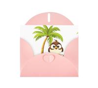 BROLEO Pink Greeting Card Little sparrow on the coconut tree Prints Perfect for Valentine's Day, Wedding Anniversary & Party Invitations