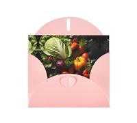 BROLEO Pink Greeting Card Lots of fresh vegetables Prints Perfect for Valentine's Day, Wedding Anniversary & Party Invitations