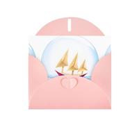 BROLEO Pink Greeting Card Origami boat in the crystal ball Prints Perfect for Valentine's Day, Wedding Anniversary & Party Invitations