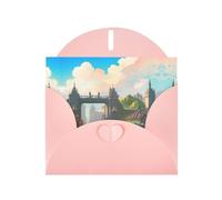 BROLEO Pink Greeting Card Outside the Castle Gate Prints Perfect for Valentine's Day, Wedding Anniversary & Party Invitations