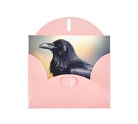 BROLEO Pink Greeting Card Ravens Picture for Christmas, Children's Birthday, Valentine's Day, and Party Invitation