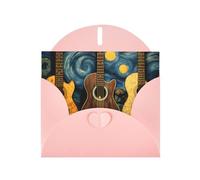 BROLEO Pink Greeting Card Three Guitars Picture for Christmas, Children's Birthday, Valentine's Day, and Party Invitation
