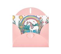 BROLEO Pink Greeting Card Unicorns by the river Prints Perfect for Valentine's Day, Wedding Anniversary & Party Invitations