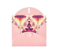 BROLEO Pink Greeting Card yoga meditation Picture for Christmas, Children's Birthday, Valentine's Day, and Party Invitation