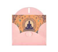 BROLEO Pink Greeting Card Yoga Meditation Prints Perfect for Valentine's Day, Wedding Anniversary & Party Invitations
