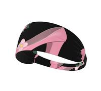 BROLEO Pink Leather Shoes Flowers Printing Sports Headband for Women Sweat Proof Bandeau Summer Elastic Band