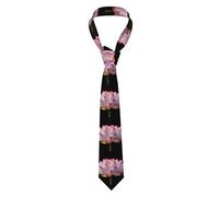 BROLEO Pink lotus printing Men's tie classic style suit cravat suitable for holidays and work