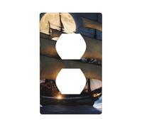 BROLEO Pirate Sailboat Full Moon Printing Double Socket Wall Panel Decorative for Residential and Commercial Areas 4.5x2.76in