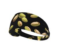 BROLEO Pistachios Always Smile Printing Sports Headband for Women Sweat Proof Bandeau Summer Elastic Band