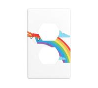 BROLEO Plane Flying to The Rainbow Printing Double Socket Wall Panel Electrical Socket Cover Plate is Shatter Resistant and Durable 4.5x2.76in