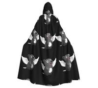 BROLEO Playful Angel Rat Prints Halloween Adult Hooded Cape Cloak No Zipper, Comfortable For Costume Parties