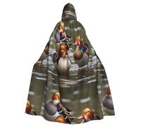 BROLEO Playful mandarin ducks Prints Halloween Adult Hooded Cloak for Costume Parties and Theme Events